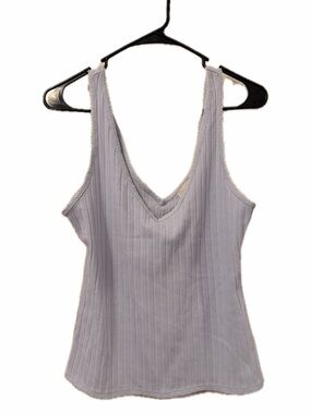 Classic V-Neck Ribbed Tank Top — Light Blue